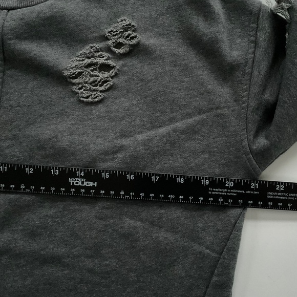Joe's Collection Women Distressed Sweatshirt Sz S Gray Side Zip Grunge Rebel Y2K - Picture 5 of 10